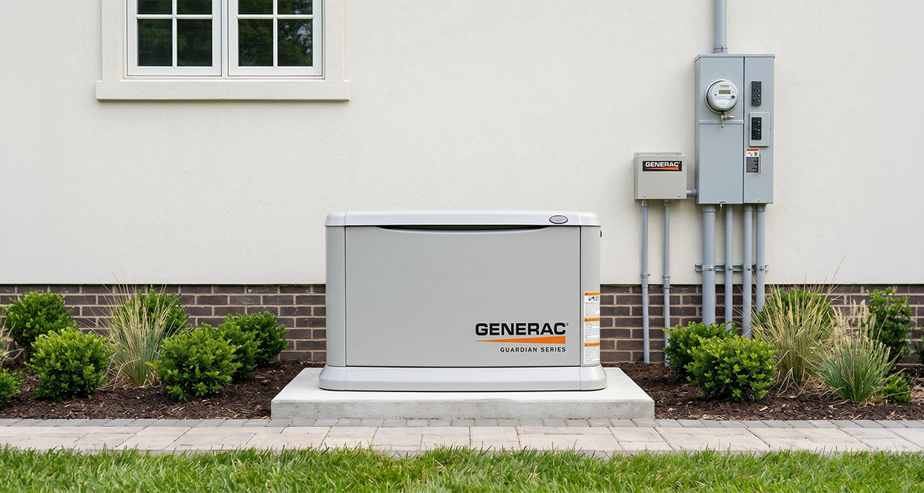 Generac Generator installed cleanly at a residential house